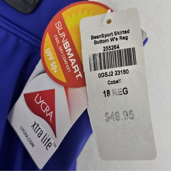 L.L. Bean UPF 50+ BeanSport Skirted Swimsuit Bottom 18 Reg Cobalt Blue Swim NWT - Picture 2 of 7